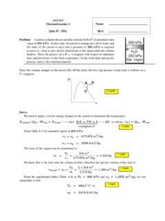 ME354 Thermodynamics 2 Name: Quiz #1 - T02: ID #: Problem
