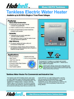 Model HX/TX Tankless Tankless Electric Water Heater