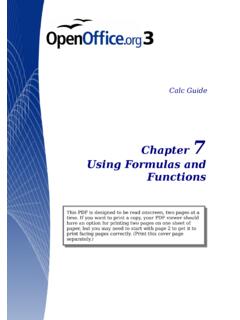 Formulas and Functions - OpenOffice