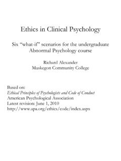 Ethics in Clinical Psychology - American Psychological …