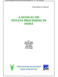 A MANUAL ON POTATO PROCESSING IN INDIA