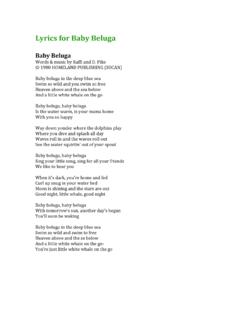 Lyrics for Baby Beluga - Raffi
