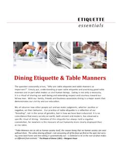 Dining Etiquette &amp; Table Manners