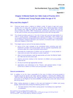 Chapter 19 Mental Health Act 1983; Code of Practice 2015 ...