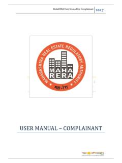 MahaRERA User Manual for Complainant
