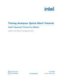 Timing Analyzer Quick-Start Tutorial - Intel