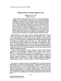 Responding to Indirect Speech Acts - Stanford University