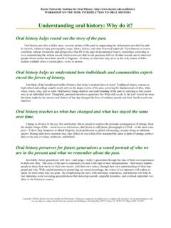 Understanding oral history: Why do it? - Baylor University