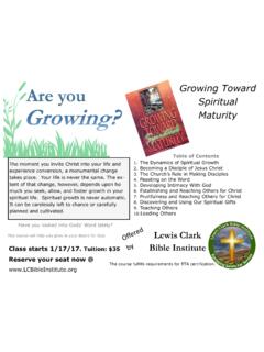 Growing Toward Spiritual Maturity - lcbibleinstitute.org