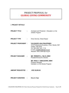 PROJECT PROPOSAL for GLOBAL GIVING COMMUNITY
