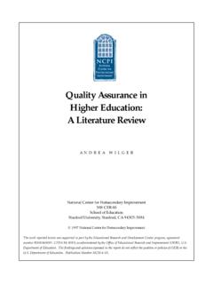 Quality Assurance in Higher Education: A Literature Review