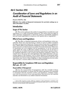 Consideration of Laws and Regulations in an Audit of …