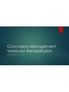 Concussion Management Vestibular Rehabilitation