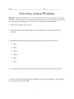 News Story Analysis Worksheet - Welcome to Social Studies!