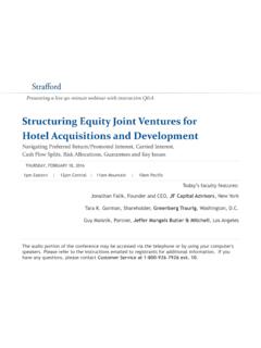 Structuring Equity Joint Ventures for Hotel Acquisitions and ...