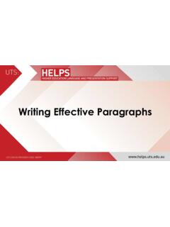 Writing Effective Paragraphs - University of Technology Sydney