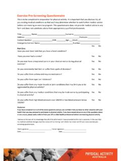 Exercise Pre-Screening Questionnaire