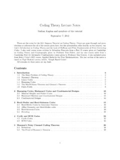 Coding Theory Lecture Notes - www.math.uci.edu