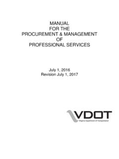 MANUAL FOR THE PROCUREMENT &amp; …