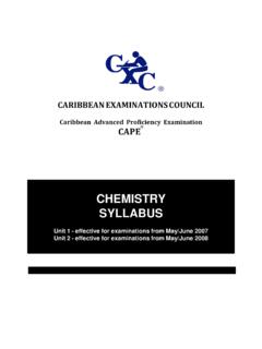 CHEMISTRY SYLLABUS - Caribbean Examinations Council