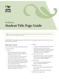 Student Title Page Guide, APA Style 7th Edition
