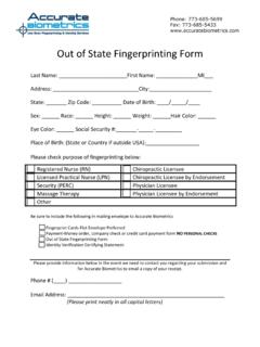 Out of State Fingerprinting Form - Accurate …
