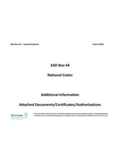 SAD Box 44 National Codes Additional Information ... - Revenue