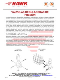 V&#193;LVULAS REGULADORAS DE PRESI&#211;N
