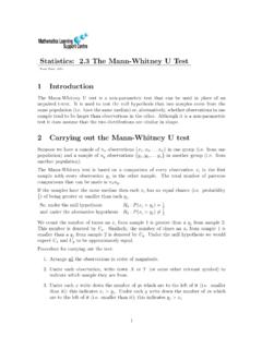 Statistics: 2.3 The Mann-Whitney U Test - statstutor