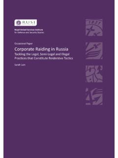 Occasional Paper Corporate Raiding in Russia
