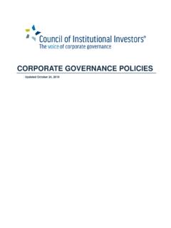CORPORATE GOVERNANCE POLICIES