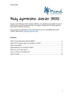 Body dysmorphic disorder (BDD) - Mind