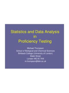 Statistics and Data Analysis in Proficiency Testing