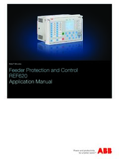 Feeder Protection and Control REF620 Application Manual