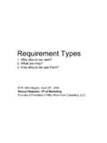 Requirement Types 1. Why do we care 2. What …