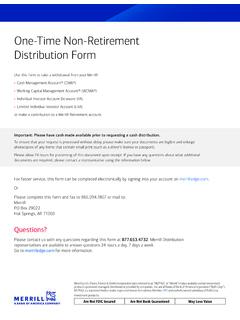 One-Time Non-Retirement Distribution Form - Merrill Lynch