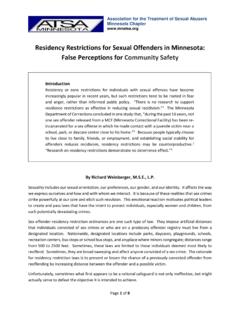 Residency Restrictions for Sexual Offenders in Minnesota ...