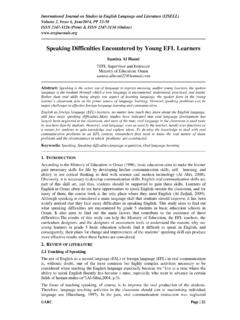 Speaking Difficulties Encountered by Young EFL Learners