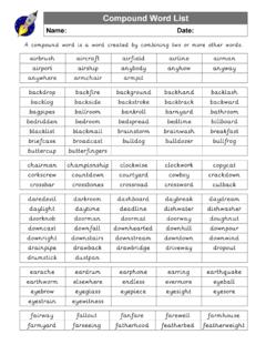 Compound Words List - Galactic Phonics