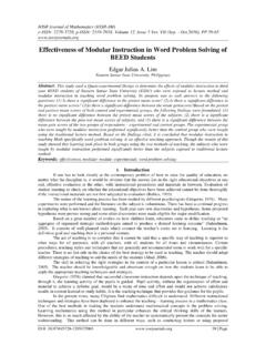 Effectiveness of Modular Instruction in Word Problem ...