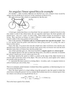 An angular/linear speed bicycle example
