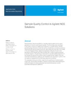 Sample Quality Control in Agilent NGS Solutions