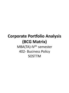 Corporate Portfolio Analysis (BCG Matrix) - Jiwaji University