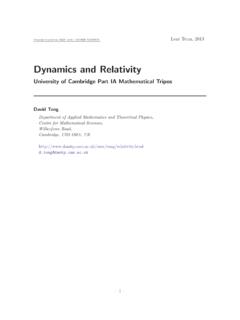 Dynamics and Relativity - University of Cambridge