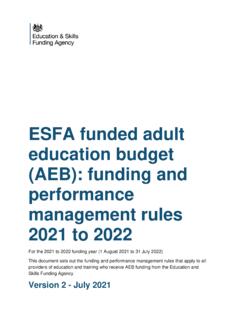 ESFA funded adult education budget (AEB): funding ... - …