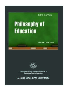 PHILOSOPHY OF EDUCATION - Allama Iqbal Open University