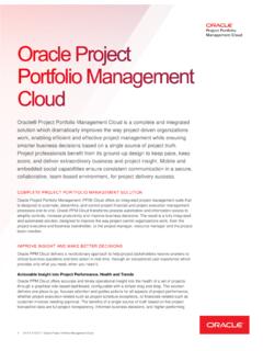 Oracle&#174; Project Portfolio Management Cloud is a complete ...