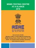 MSME-TESTING CENTRE AT A GLANCE 2016