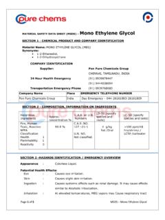 MATERIAL SAFETY DATA SHEET (MSDS) Mono Ethylene …