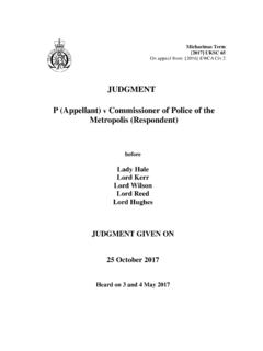 P (Appellant) v Commissioner of Police of the Metropolis ...